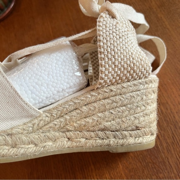 gaimo Ecru Wedge Lace Up Ivory Espadrilles 37 - Picture 9 of 13